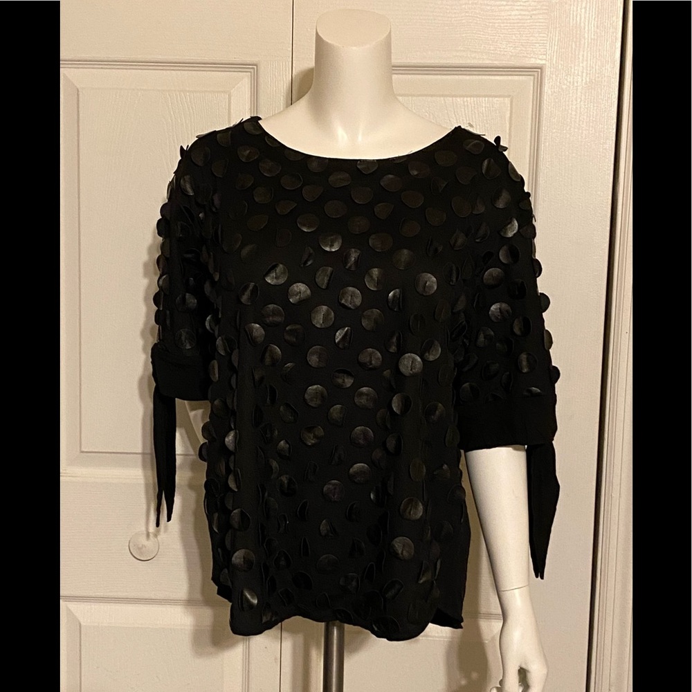 EUC Eva Franco Anthropologie faux leather pailette top